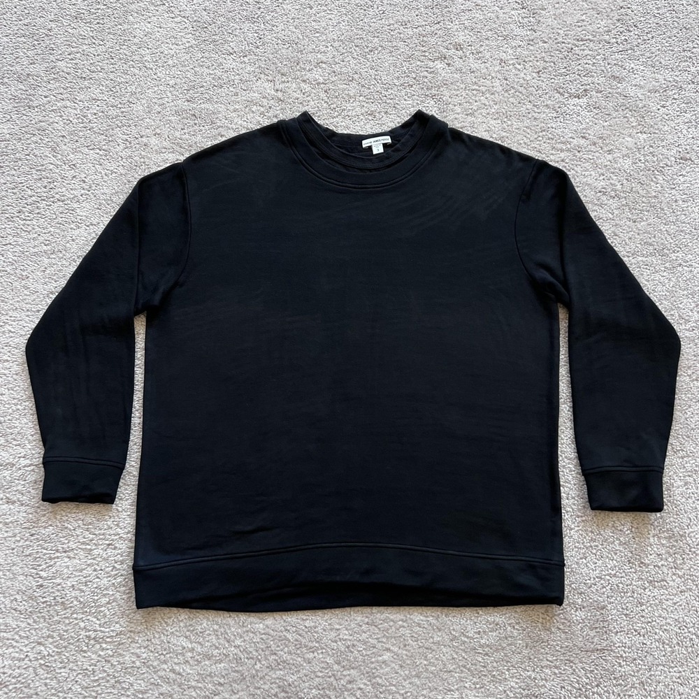 James Perse Double Layer Sweatshirt Mens 3 Black Fleece Crewneck Pullover
